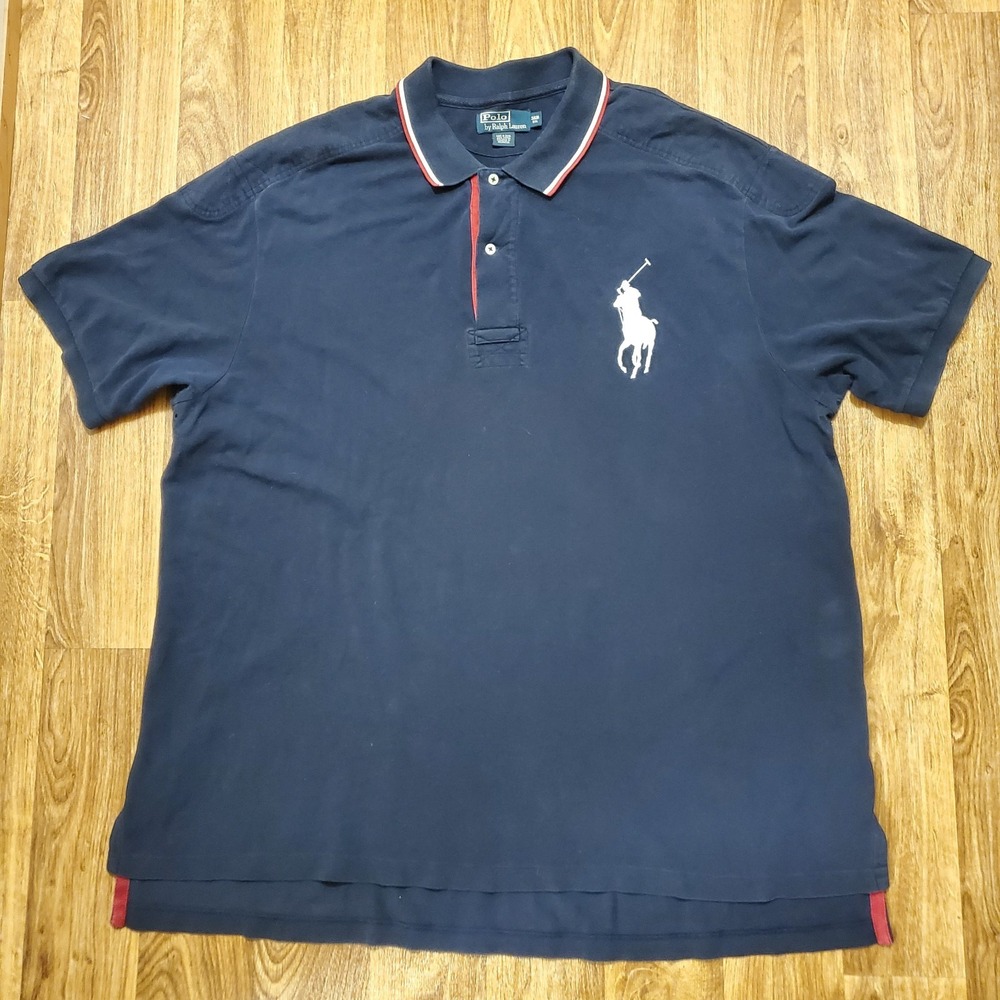 Vtg Polo Ralph Lauren Shirt Men 3XB Blue Big Pony Short Sleeve Preppy USA - Picture 2 of 7